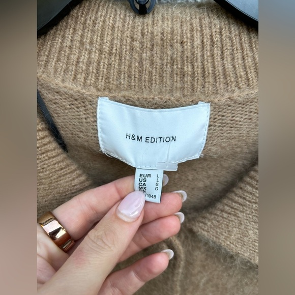 H&M MOHAIR-BLEND COLLARED CARDIGAN in Dark Beige - Picture 8 of 13